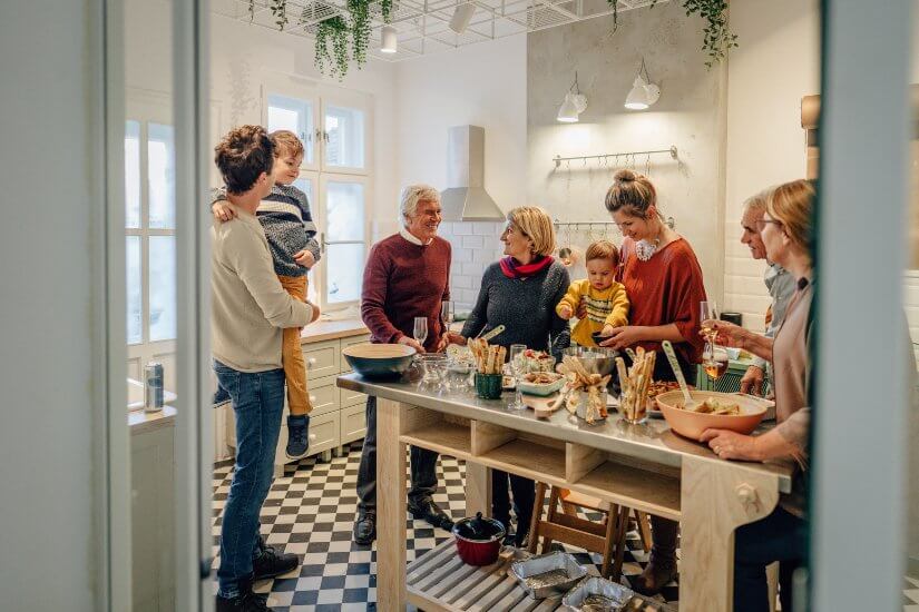 Family preparing dinner