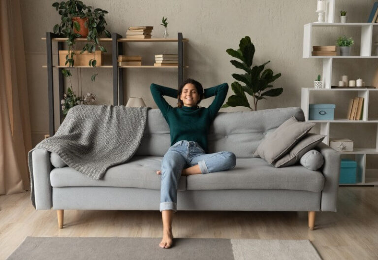 Lady relaxed on sofa