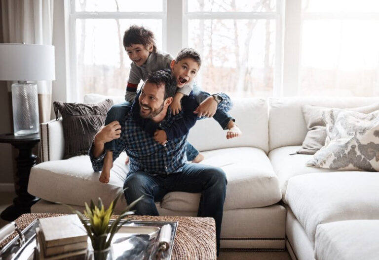 Dad playing with kids