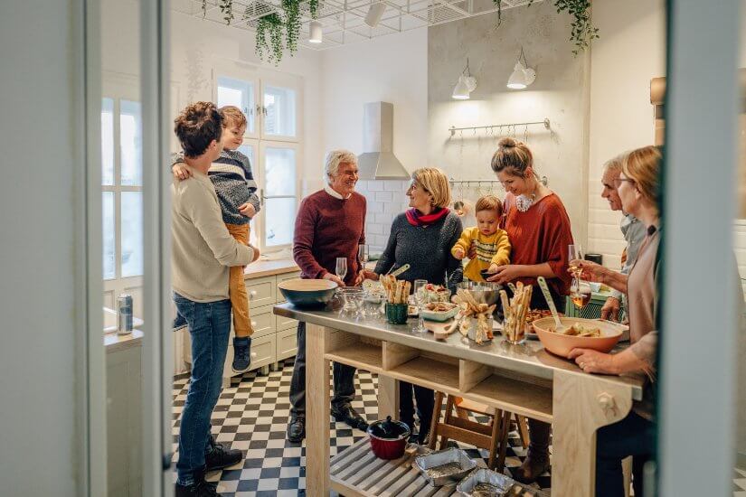 Family preparing dinner